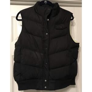GAP Quilted Down Puffer Warm Vest Black with Yellow Lining Womens Size Large